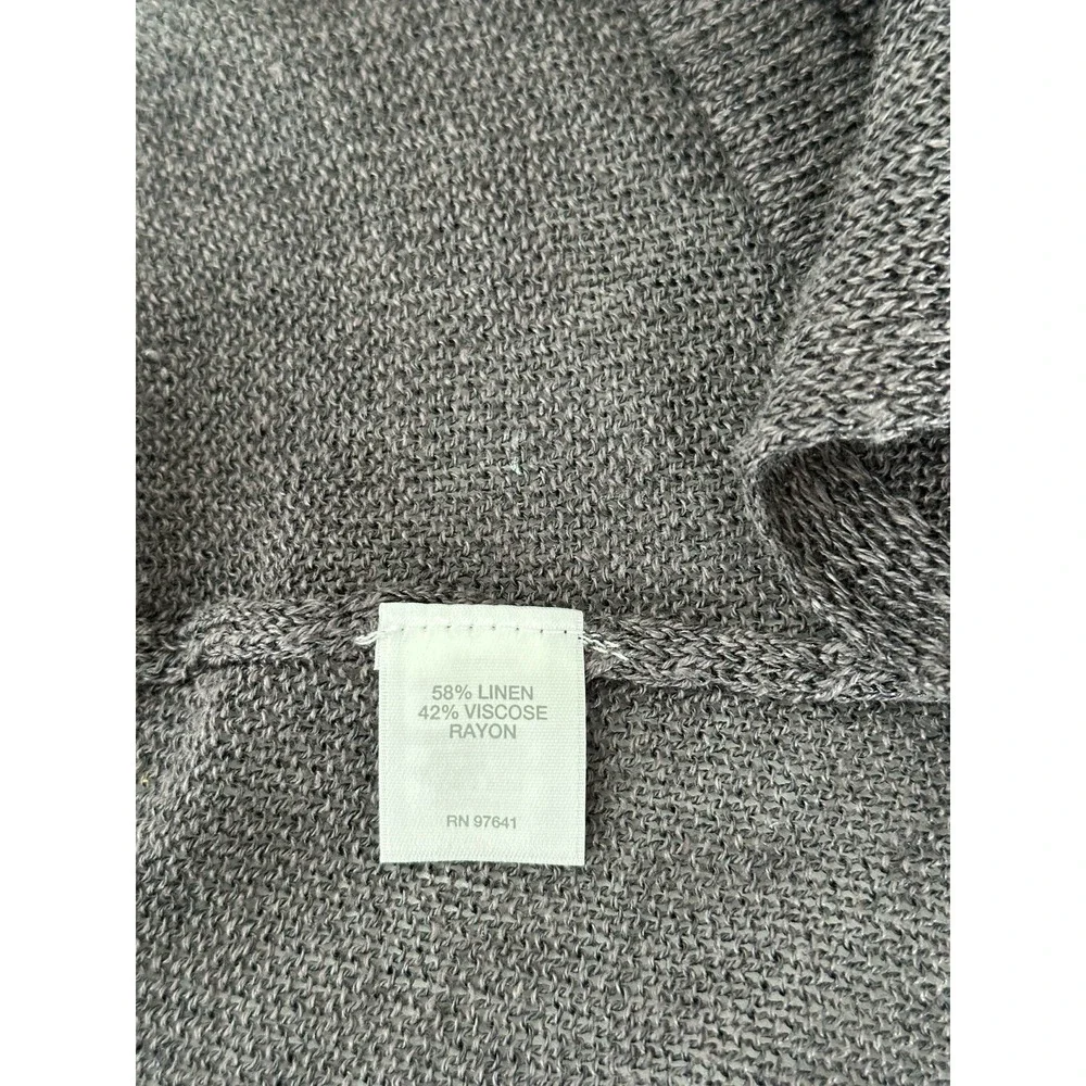 NWT J Jill Petite PL Linen Blend‎ Duster Cardigan Open Knit Lightweight Gray